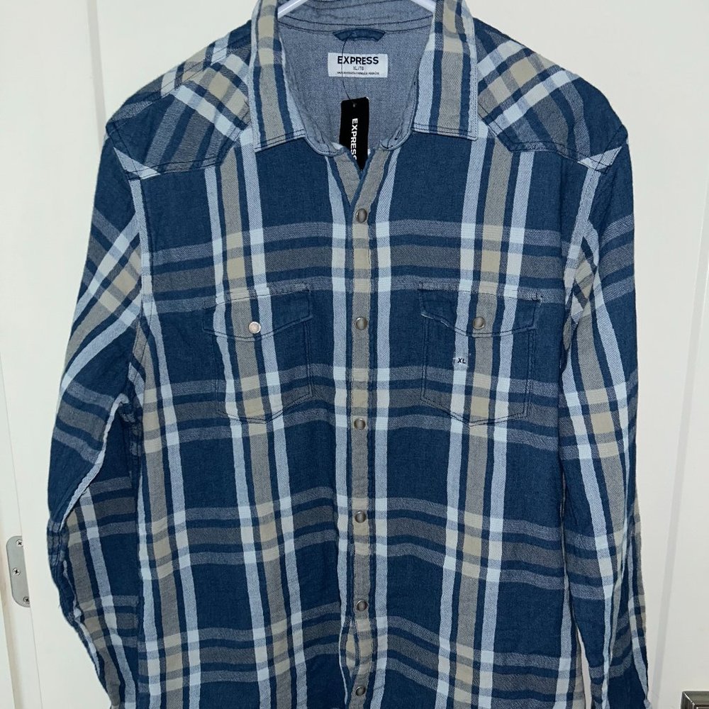 Express western style flannel shirt sz XL NWT pearl snaps